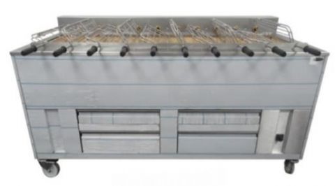 Barbecue en inox au Charbon Industriel professionnel 10 grilles rotatives IMPORMARTINHO