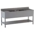 Plonge inox avec 2 bacs et 2 �gouttoirs 2000x700mm DIAMOND - L2021