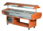 Buffet chauffant bain-marie en bois central avec cuve pour bacs GN1/1