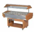 Buffet chauffant bain-marie en bois central avec cuve pour bacs GN1/1