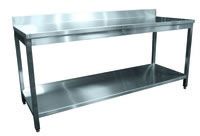 Table inox démontable adossée avec étagère Largeur 1600mm et Profondeur 600mm