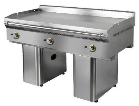Plancha professionnelle Teppanyaki gaz 3 zones sur pieds