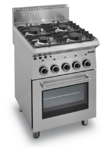 Fourneau 4 feux vifs gaz sur four gaz MBM profondeur 650mm