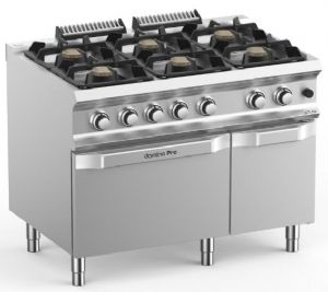 Fourneau 6 feux vifs sur four gaz + placard ferm MBM - DOMINA PRO 700