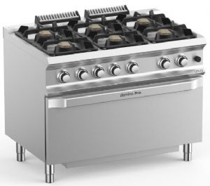 Fourneau 6 feux vifs sur grand four gaz MBM - DOMINA PRO 700