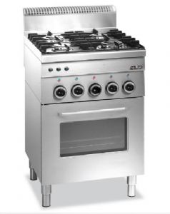 Fourneau 4 feux vifs sur four lectrique GN1/1 MBM profondeur 600mm