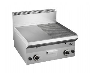 Plancha professionnelle gaz lisse et rainure en acier 2 zones MBM profondeur 650mm