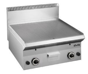 Plancha professionnelle gaz rainure en acier 2 zones MBM profondeur 650mm
