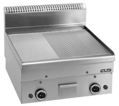 Plancha professionnelle gaz lisse et rainure 2 zones MBM profondeur 600mm