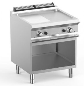 Plancha professionnelle gaz lisse et rainure sur placard ouvert MBM - DOMINA PRO 700