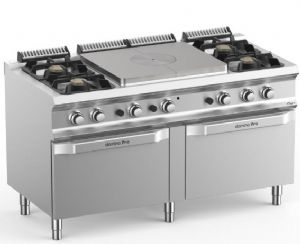 Plaque coup de feu gaz avec 4 feux vifs sur 2 fours  gaz MBM - DOMINA PRO 700