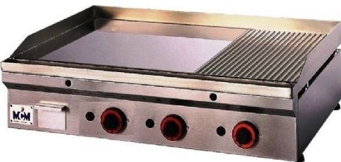 Plancha professionnelle gaz lisse et rainure 3 zones MCM