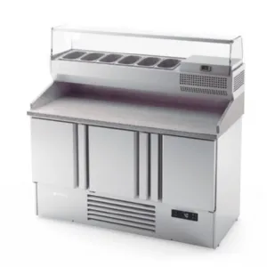Table r�frig�r�e de pr�paration pizza positif 3 portes s�ries GN1/1 700 compatible 60 Hz INFRICO ME1003VIP-60hz