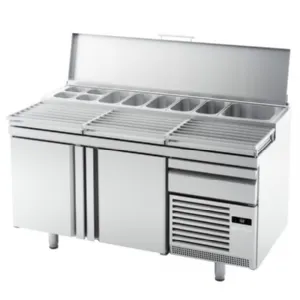 Table réfrigérée de préparation pizza positif 2 portes compatible 60 Hz INFRICO MPL1740-60hz