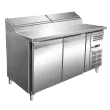 Table r�frig�r�e de pr�paration 2 portes avec vitrine � capot inox RED FOX