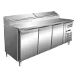 Table r�frig�r�e de pr�paration 3 portes avec vitrine � capot inox RED FOX