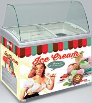 Vitrine réfrigérée à crème glacée 5 bacs VINTAGE Vitrine réfrigérée à crème glacée 5 bacs VINTAGE