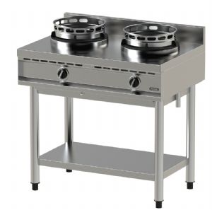 Fourneau wok 2 brleurs sur support avec tagre NAYATI