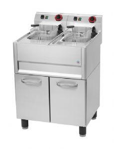 Friteuse professionnelle lectrique 2x 8 litres sur armoire REDFOX profondeur 600mm - FE 61 ELT