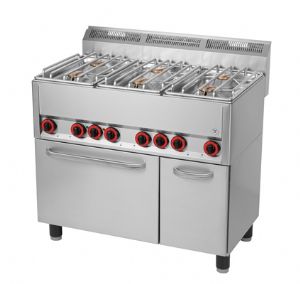 6 brleurs puissants gaz avec four  convection REDFOX profondeur 600mm - SPT 90 GLS