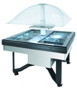 Buffet réfrigéré central carré avec cuve pour bacs GN1/1 SCAIOLA Buffet réfrigéré central carré avec cuve pour bacs GN1/1 SCAIOLA