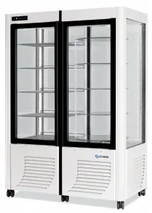 Vitrine réfrigérée 4 faces vitrées positive ventilée SCAIOLA - 800G 800G