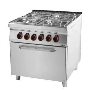 Fourneau combiné avec four à air chaud électrique GN 1/1 - 4x brûleur | REDFOX SPT 90/80 11 GE