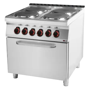 Fourneau électrique avec four électrique statique GN 2/1 - 4x feu 400 V | REDFOX SPT 90/80 21 E