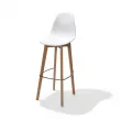 Tabouret d'intrieur en polypropylne blanc et pieds bois KEEVE VEBA