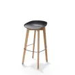 Tabouret d'intrieur en polypropylne noir et pieds bois KEEVE LOW VEBA