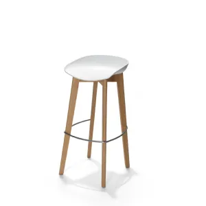 Tabouret d'intrieur en polypropylne blanc et pieds bois KEEVE LOW VEBA 506F03SW